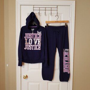 Justice Girls Hoodie Zippered Sweatshirt and Sweatpants Set ~ Size 14 yrs. ~